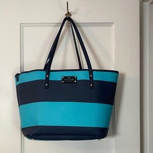 Kate Spade Blue and Black Striped Tote